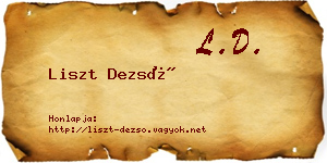 Liszt Dezső névjegykártya